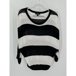 I.N. San Francisco  Black and White Stripe Lightweight Dolman Sleeve Sweater XL